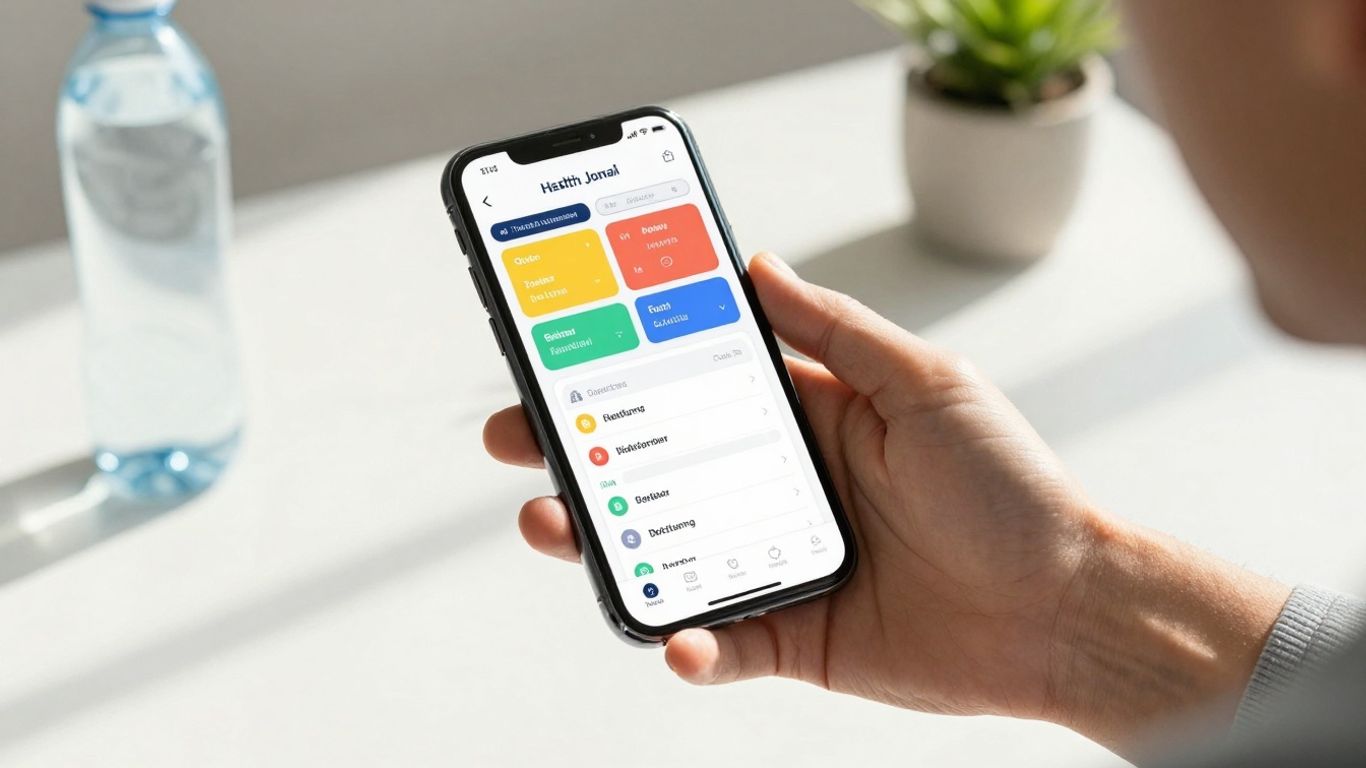 Person using a smart health journal app on a phone.