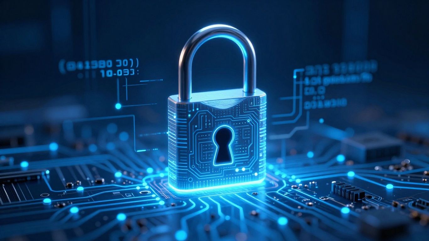 Digital padlock on circuit board with code