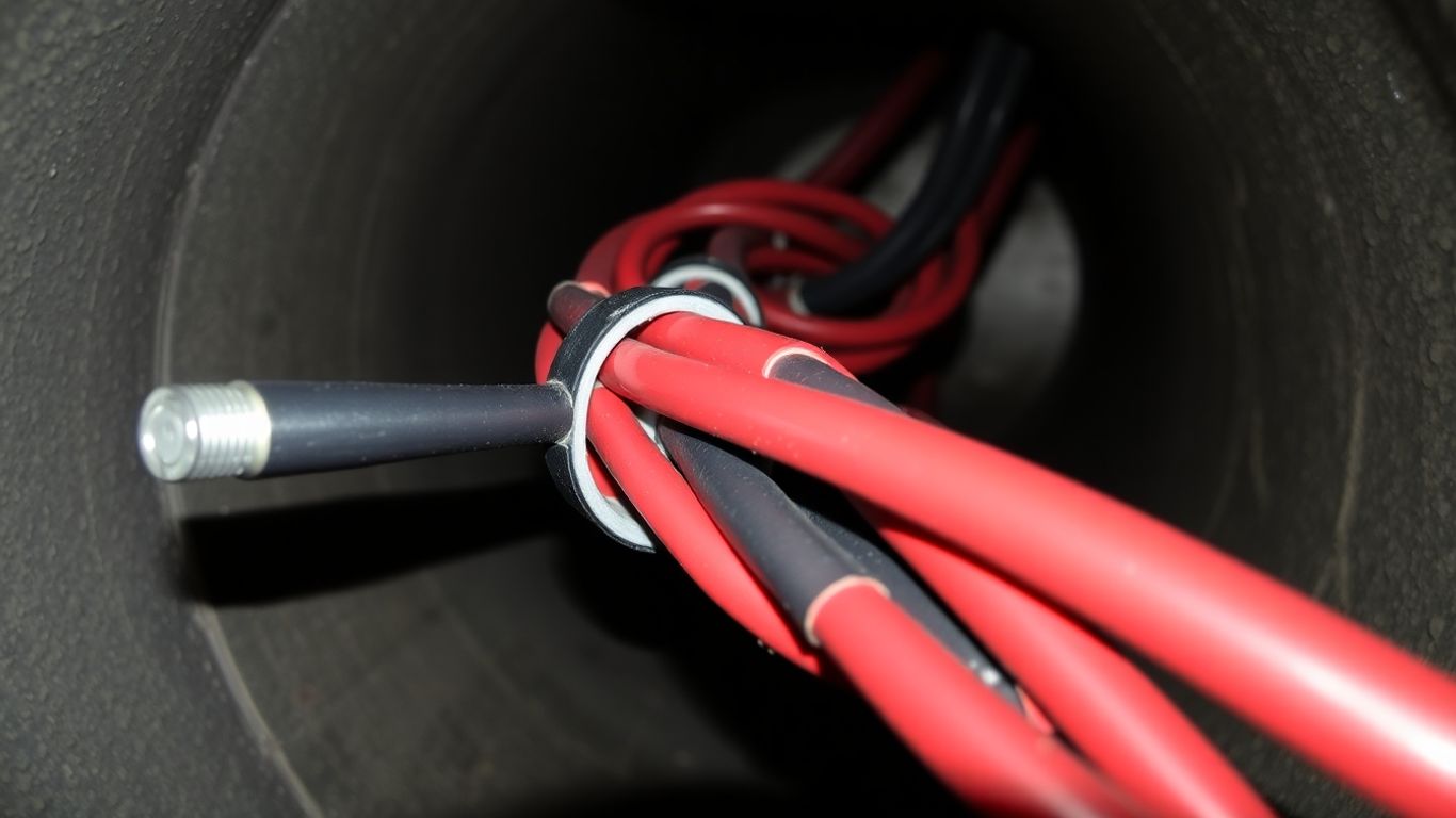 Elektrische Kabel werden in einem Installationsrohr verlegt.