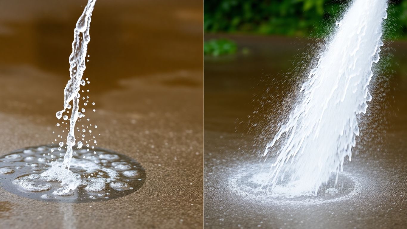 Power wash versus pressure wash water streams