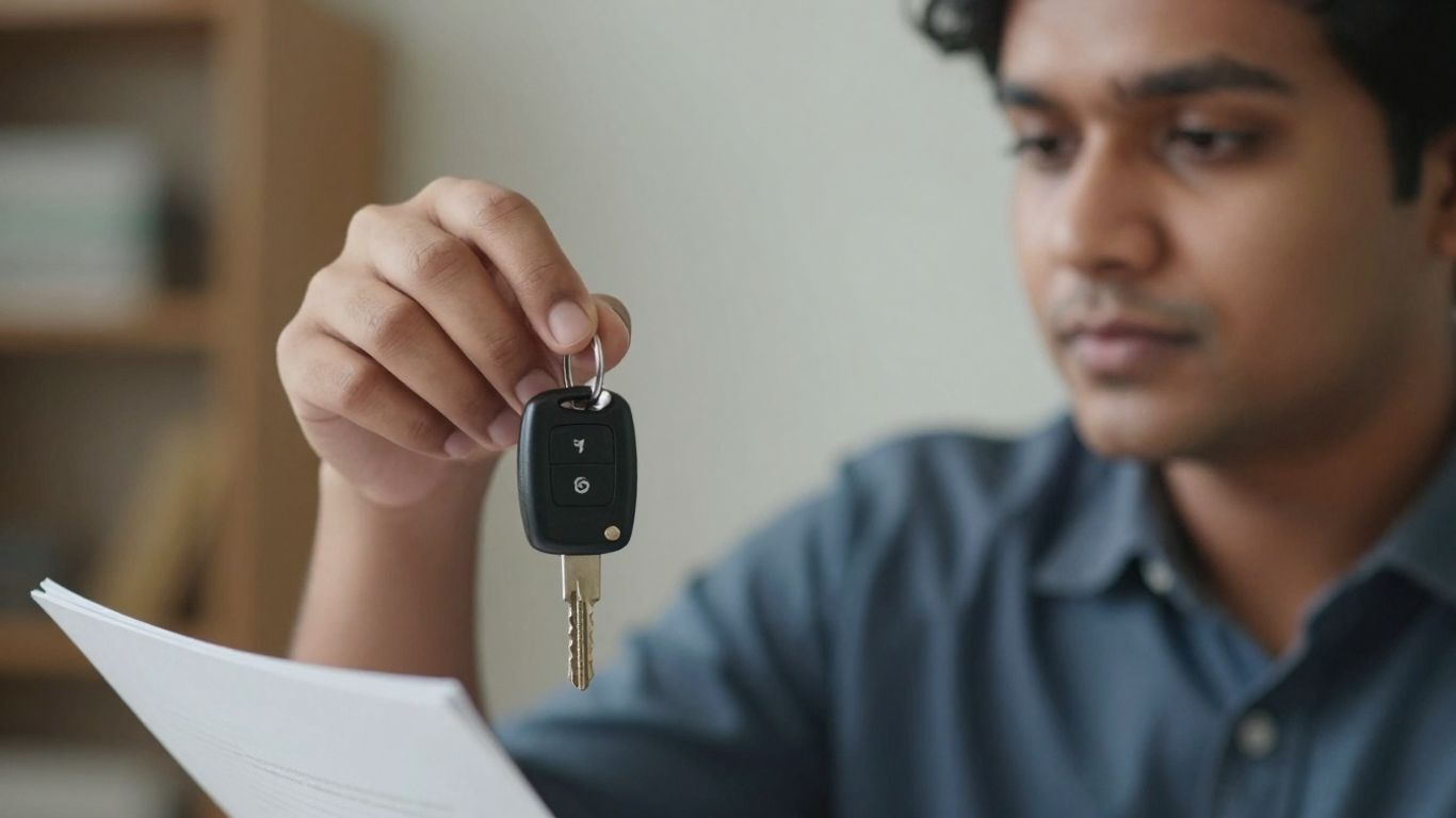 Keys and a document related to insurance renewal.