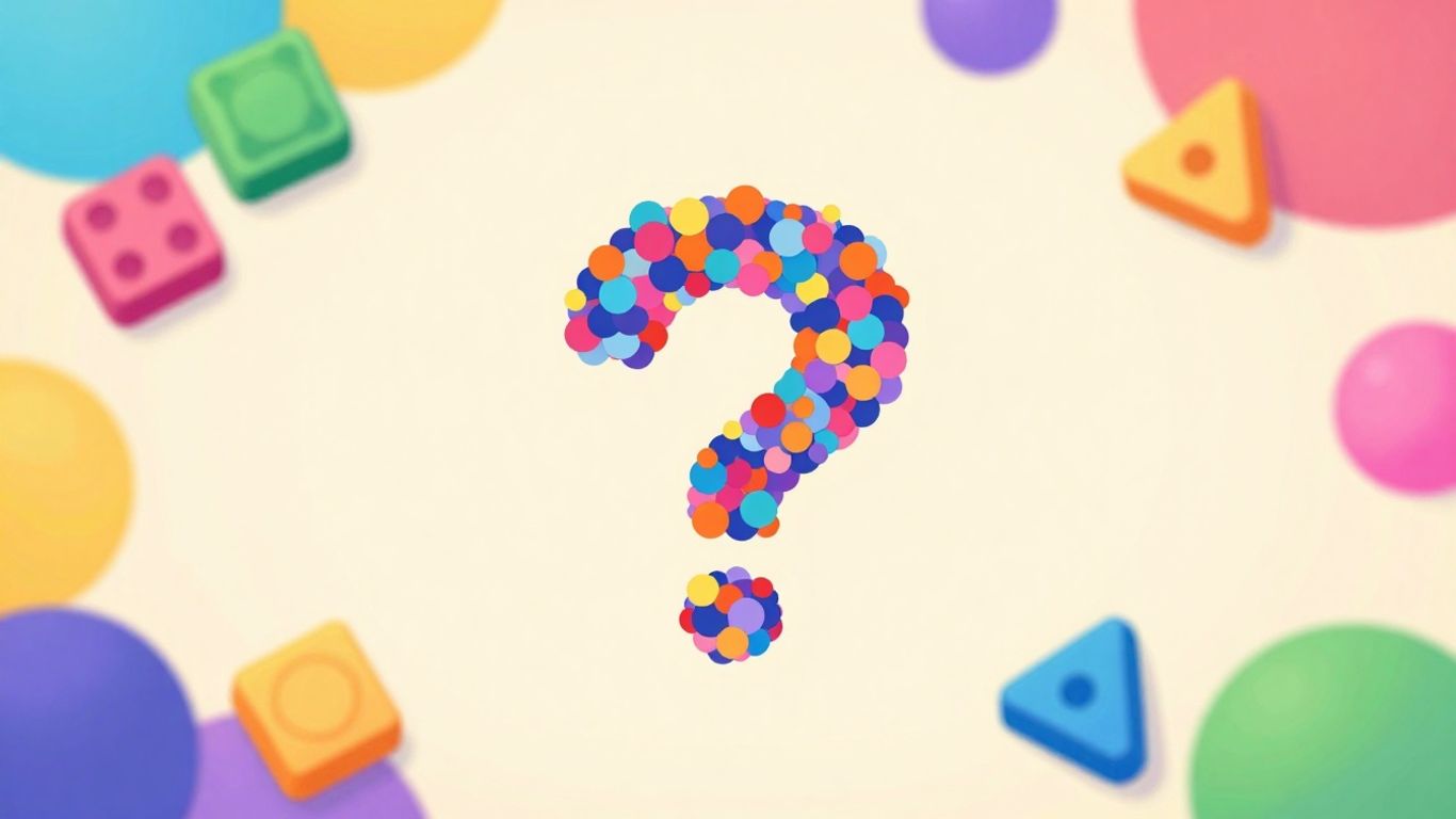 Colorful game pieces and abstract shapes suggesting fun.