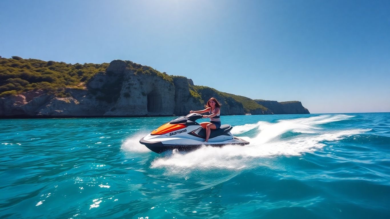 Jet ski speeding across the Adriatic Sea.