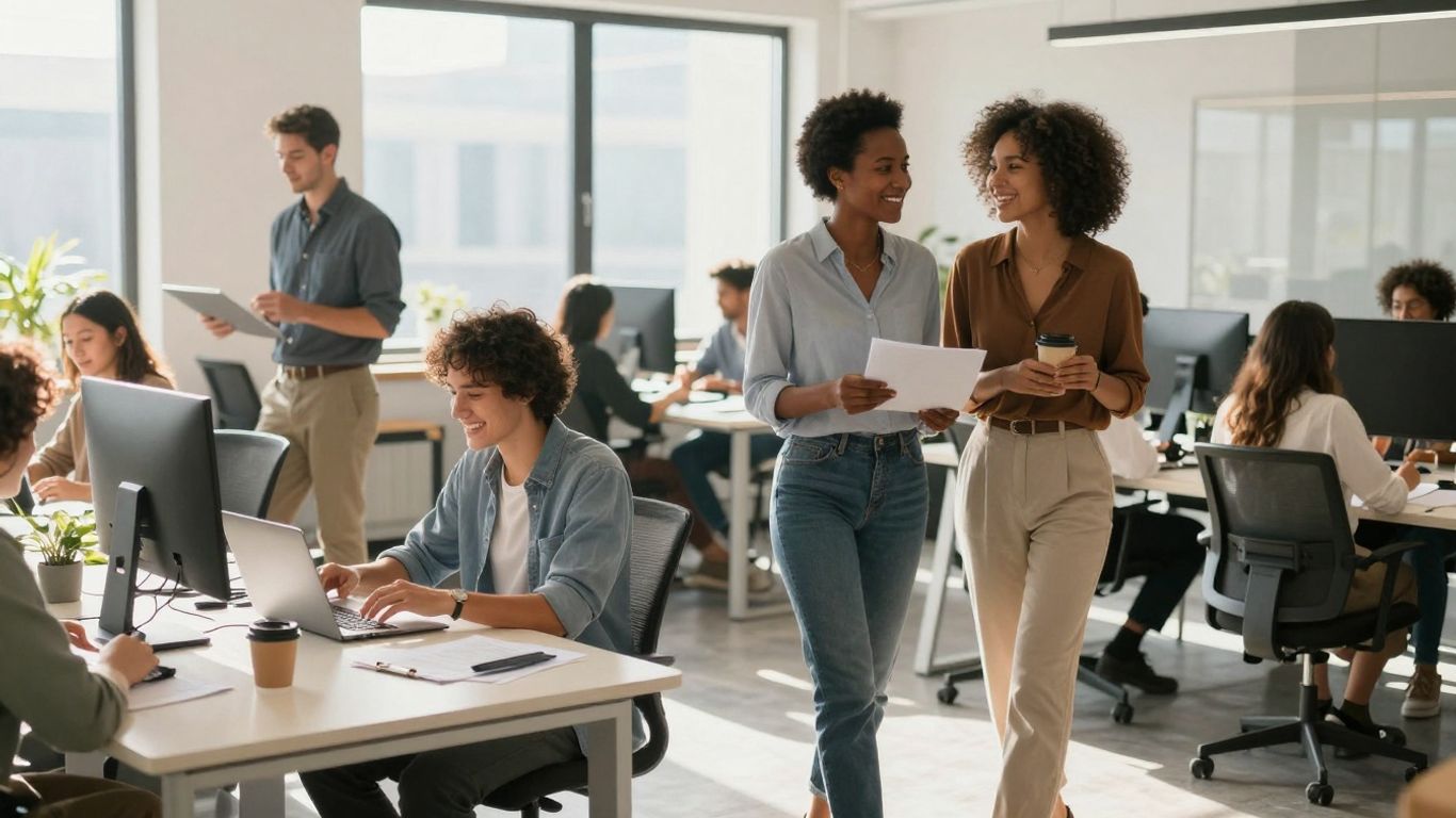 Mensen die samenwerken in een modern kantoor.