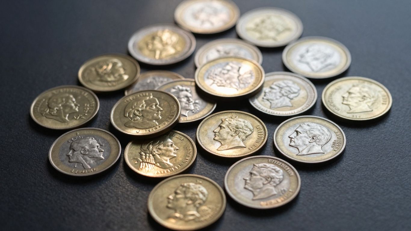 Collection of valuable gold and silver coins.