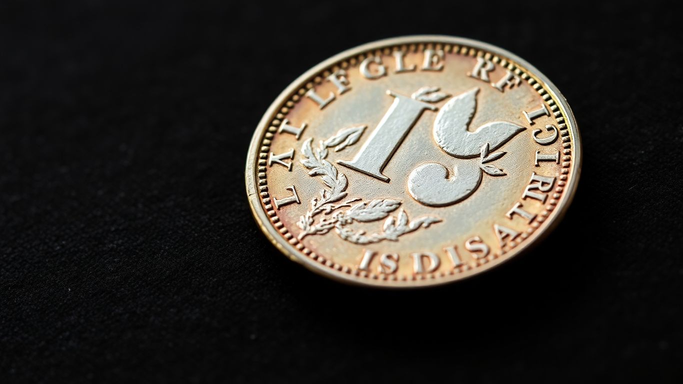 Close-up of a valuable coin with visible details.
