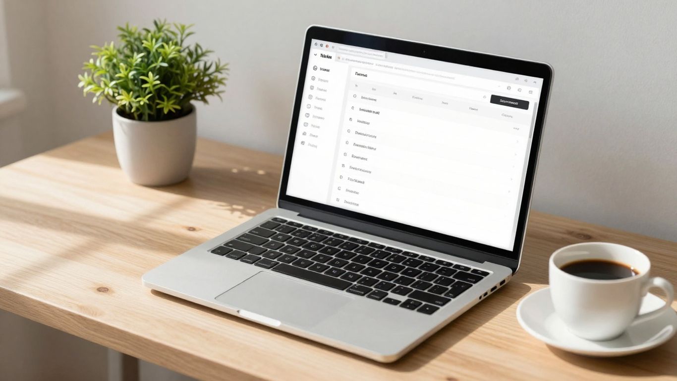 Minimalist task management app on a laptop screen.