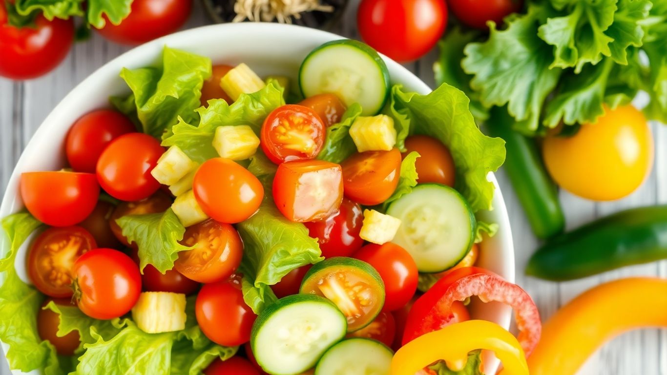 Fresh garden salad with colorful vegetables.