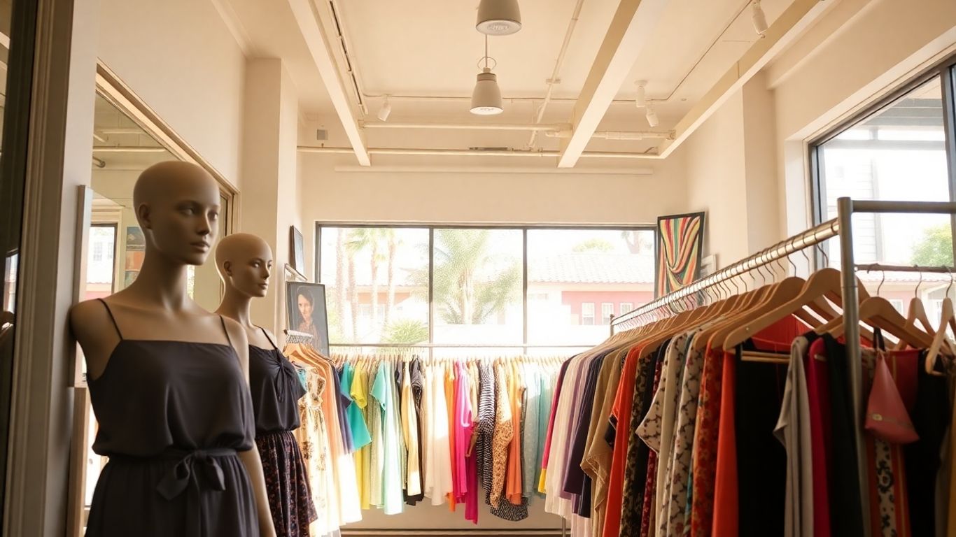 LOFT Outlet storefront with mannequins and clothing racks.