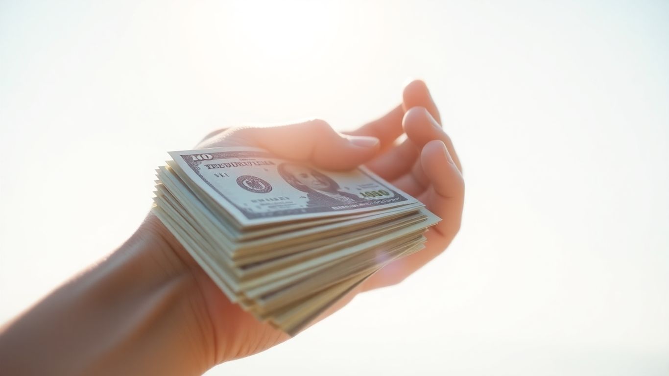 Hand holding dollar bills, financial concept