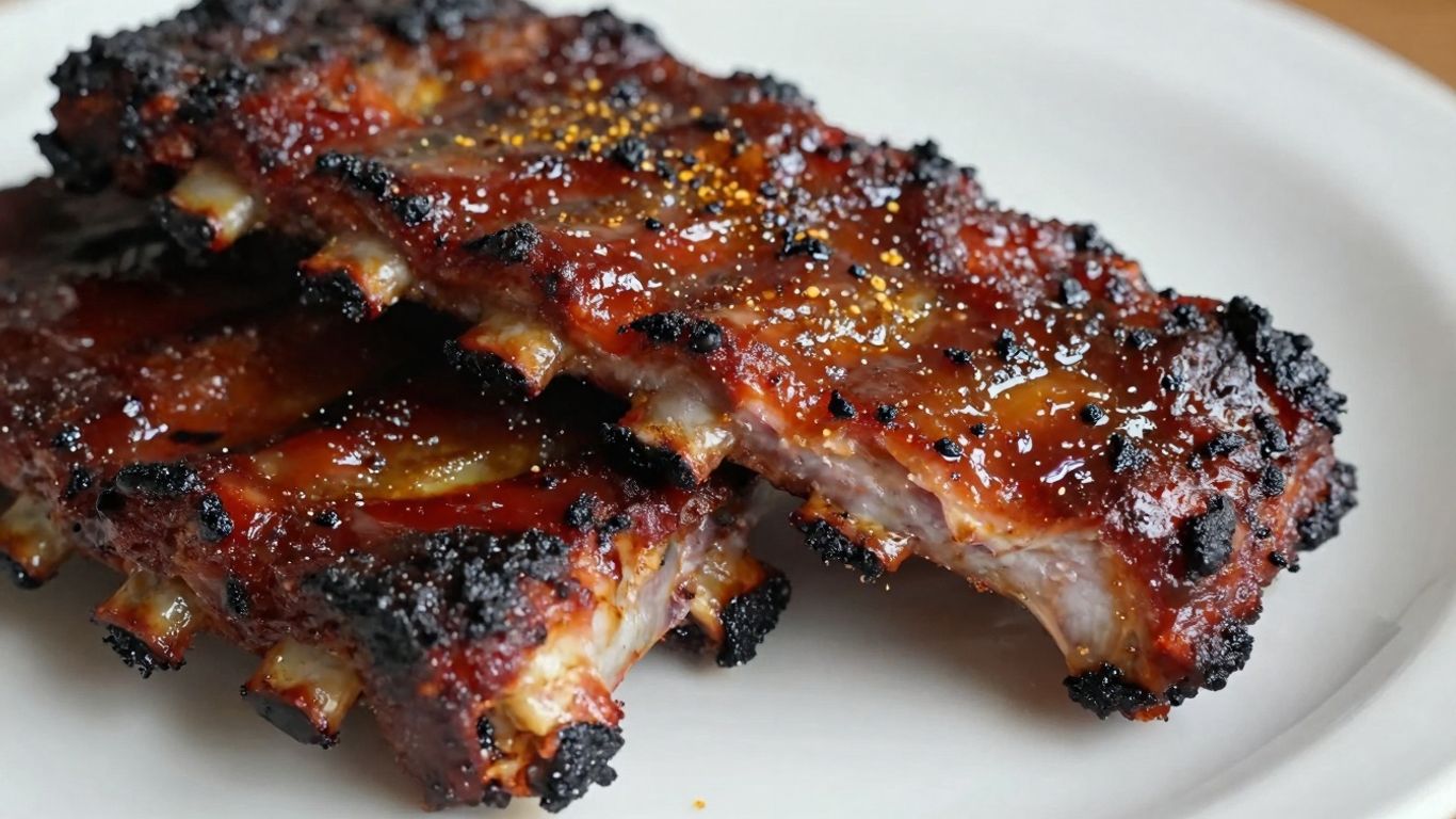 Close-up of fall-off-the-bone BBQ ribs