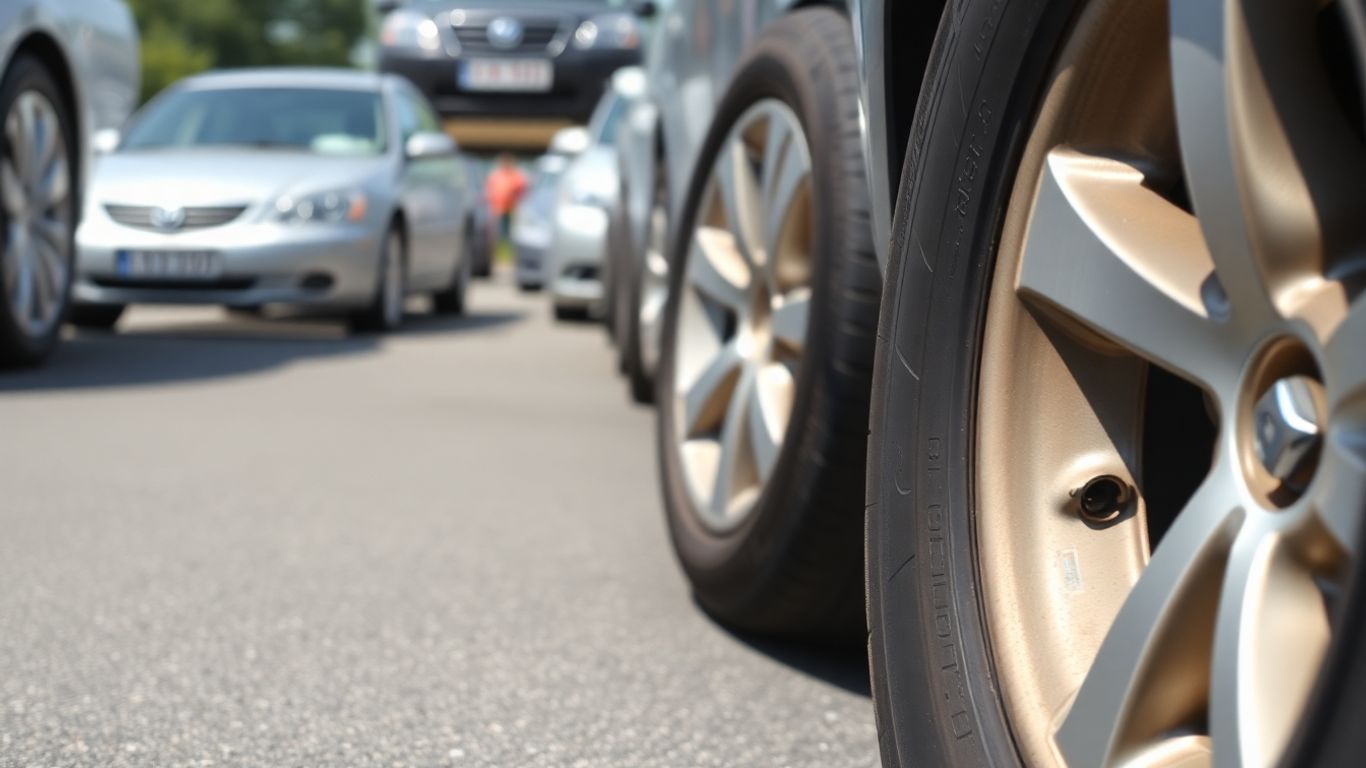 Car tires with and without novelty valve stem caps