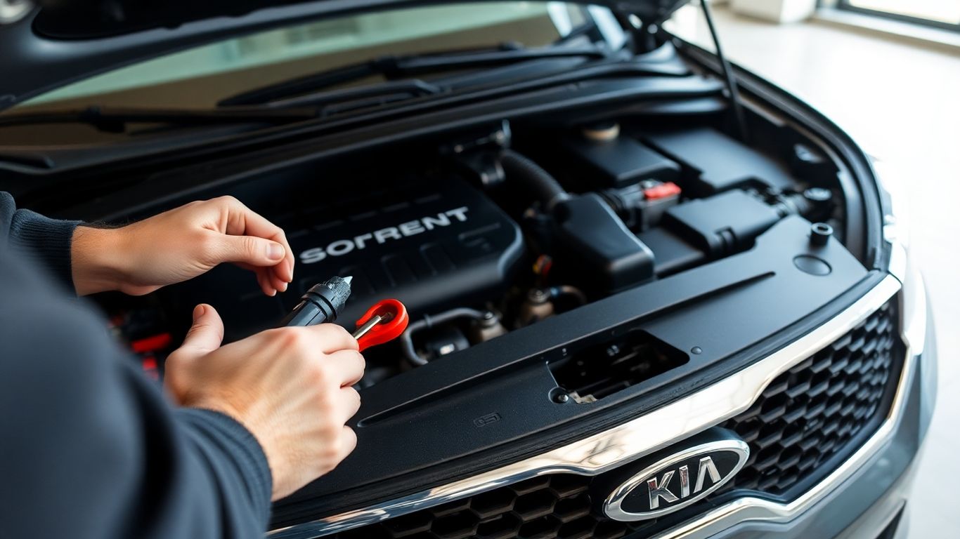 Kia Sorento engine repair in progress.