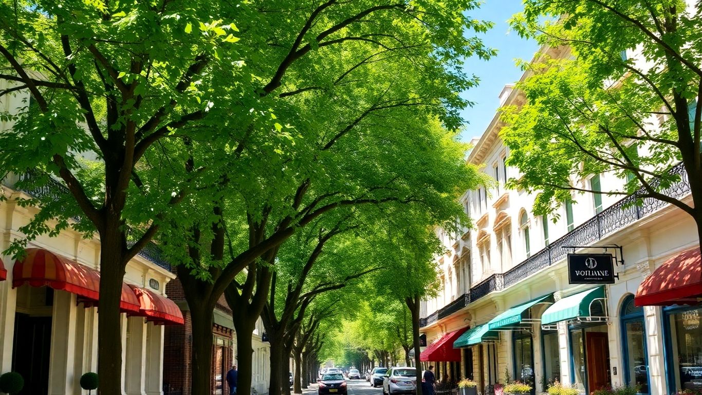 Charming Woollahra street with Victorian terraces and boutiques.