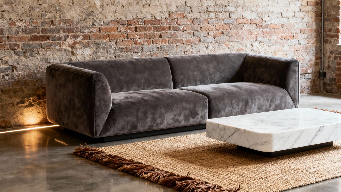 Interior design with unique texture combinations.