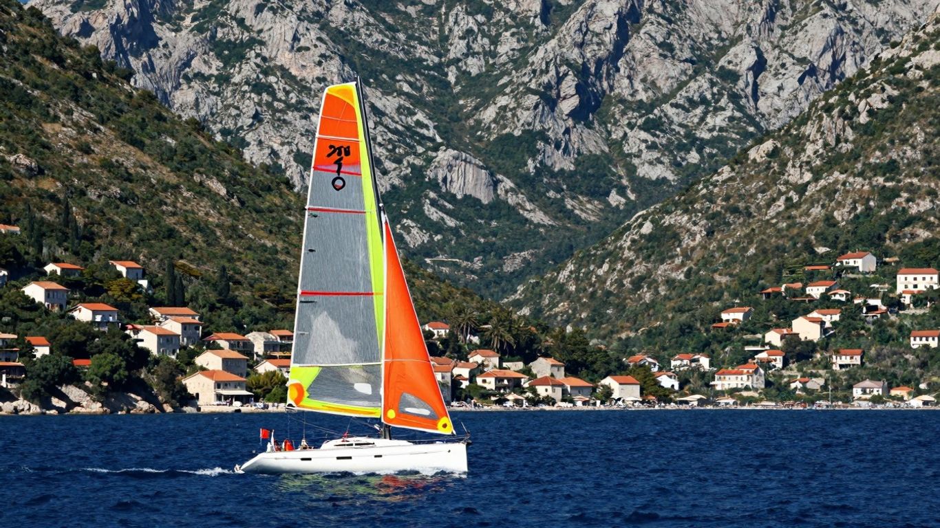 Sailing yacht on the Dalmatian Coast, Croatia.
