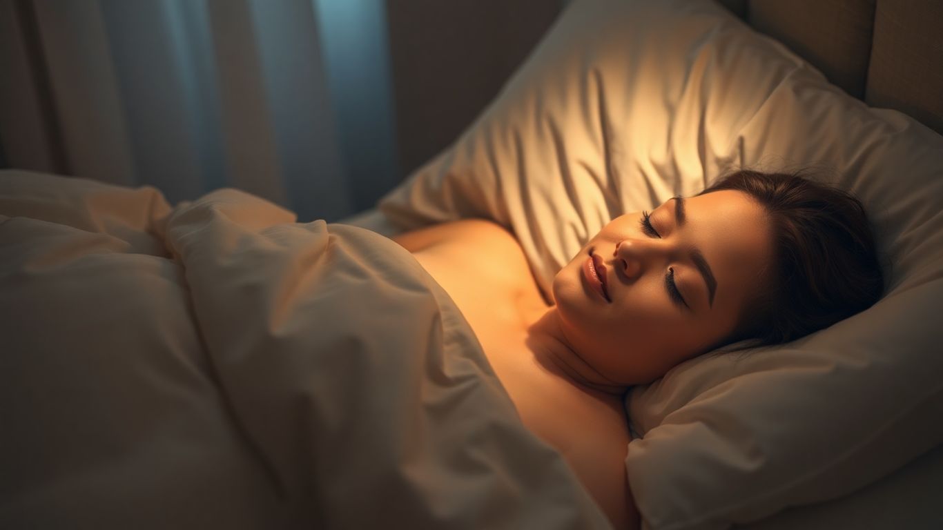 Person sleeping peacefully in a cozy bed.