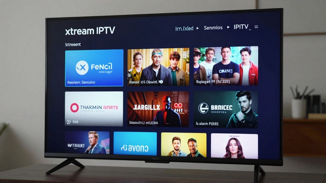 Xtream IPTV app interface on a smart TV screen.