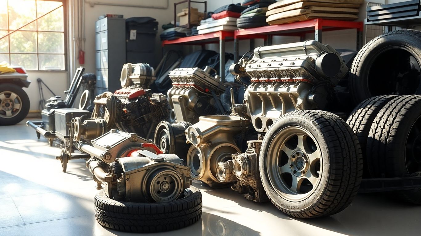 Automotive parts in a workshop