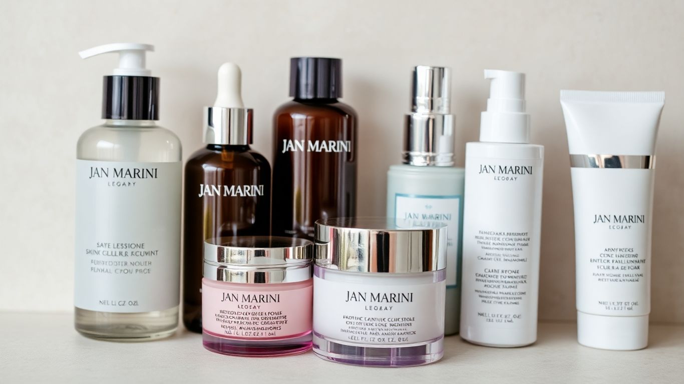 Jan Marini skincare products arranged artfully.