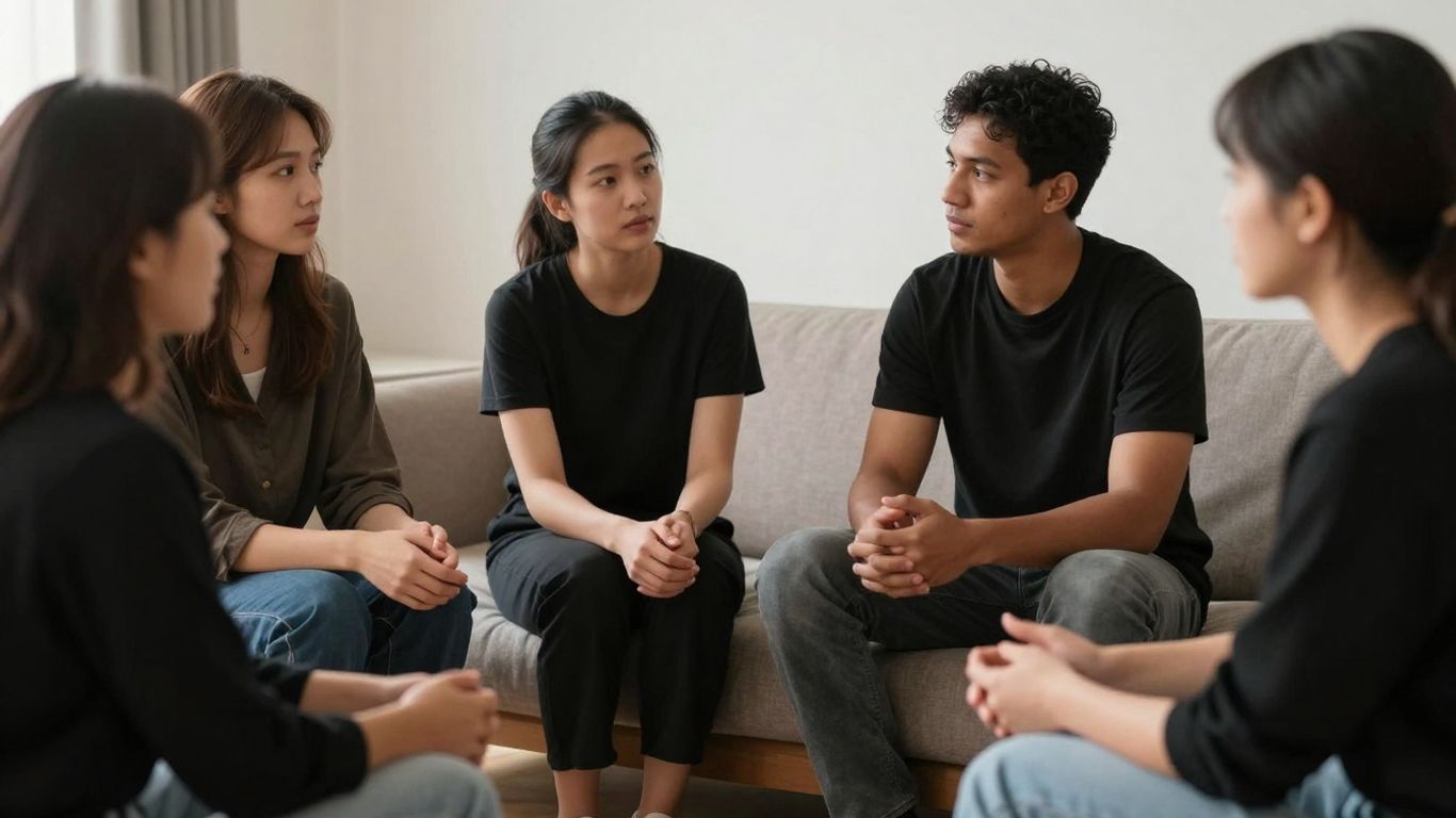 People discussing family law matters amicably.