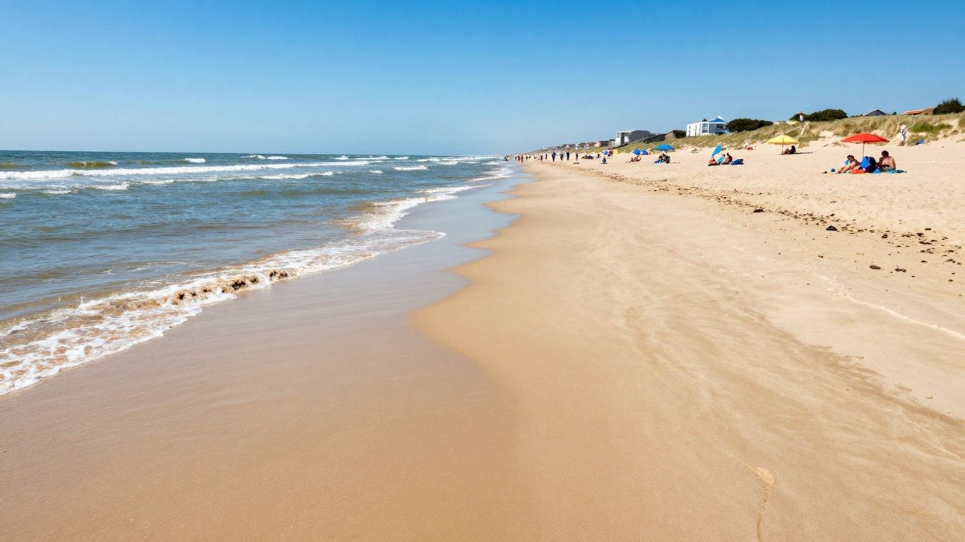 Zonnig strand van Vlissingen met golven en gouden zand.