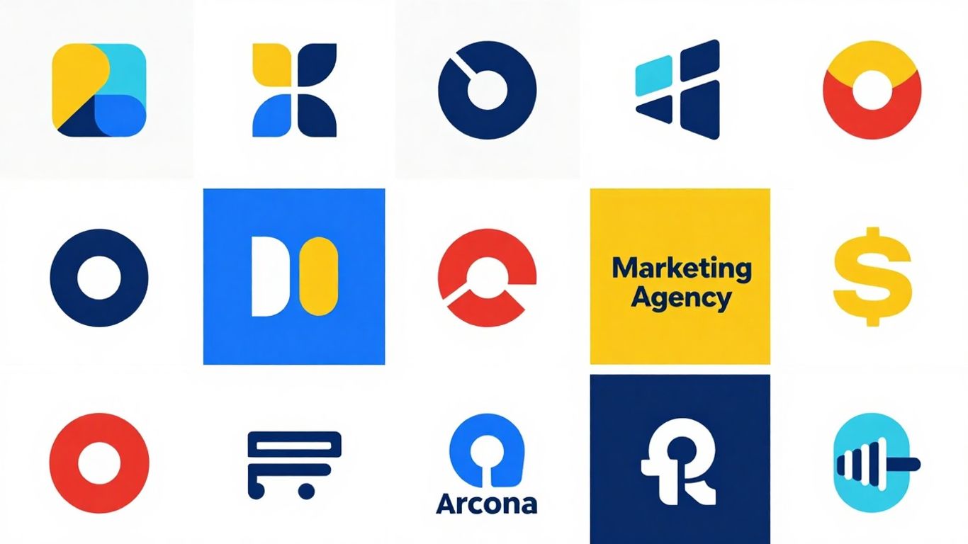 Collection of modern marketing agency logos.