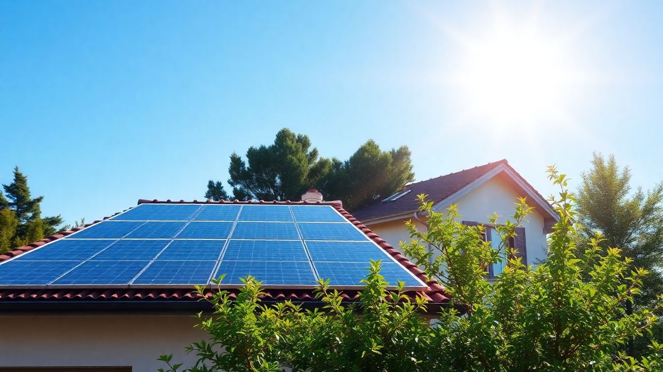 Panneaux solaires sur un toit ensoleillé
