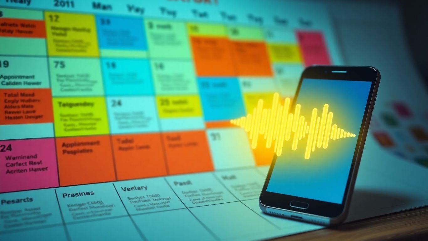Busy calendar with voice AI filling appointments.