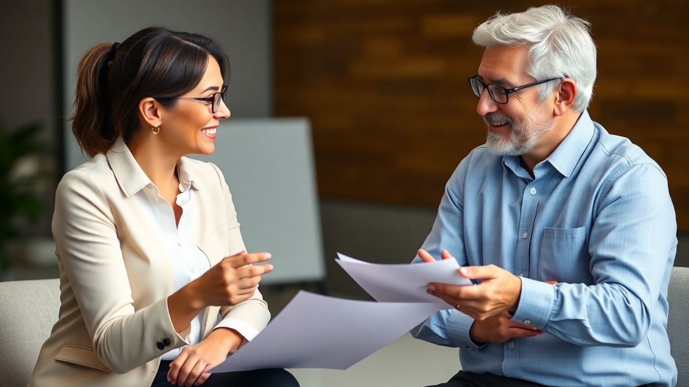 Advisor explaining financial concepts to an investor.