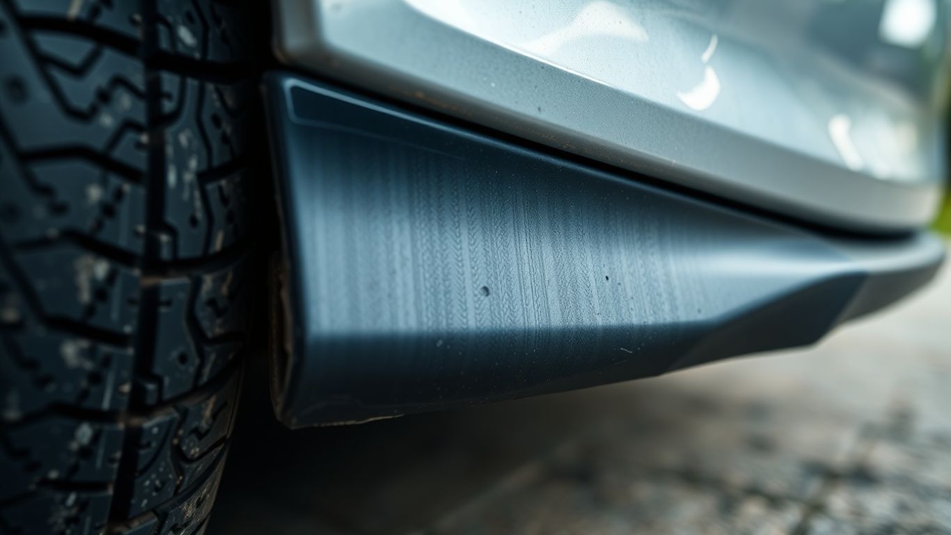 Auto-Schäden an Stoßstange und Reifen im Detail