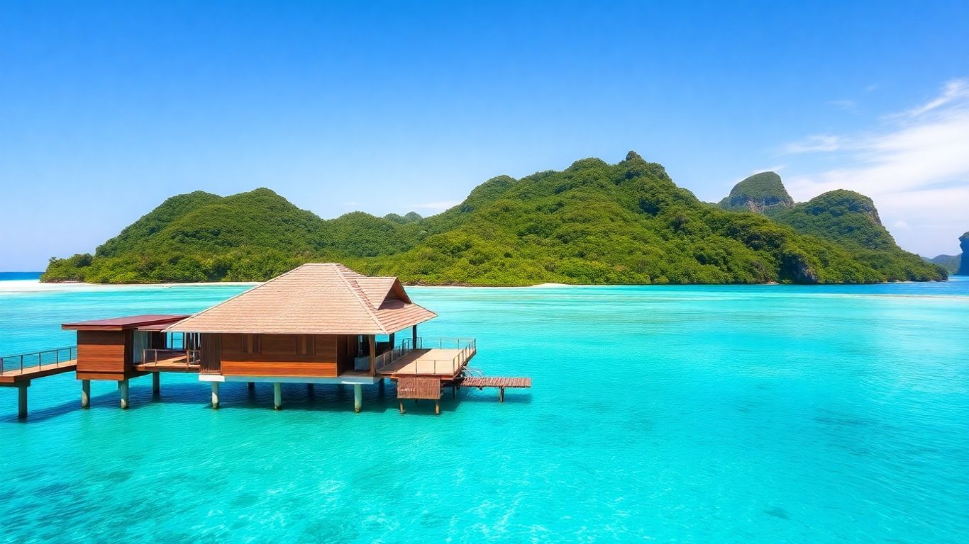 Luxury bungalow in Raja Ampat's turquoise waters.