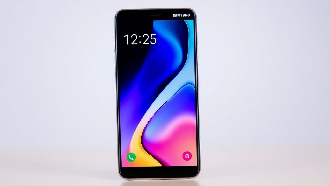 Samsung Galaxy A55 em destaque com tela vibrante.