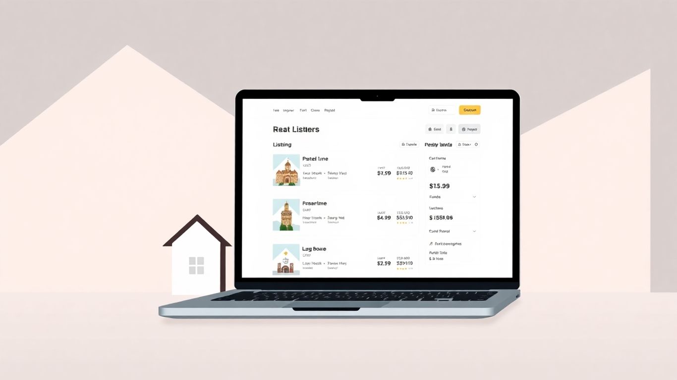 SaaS rental property management software interface on laptop.