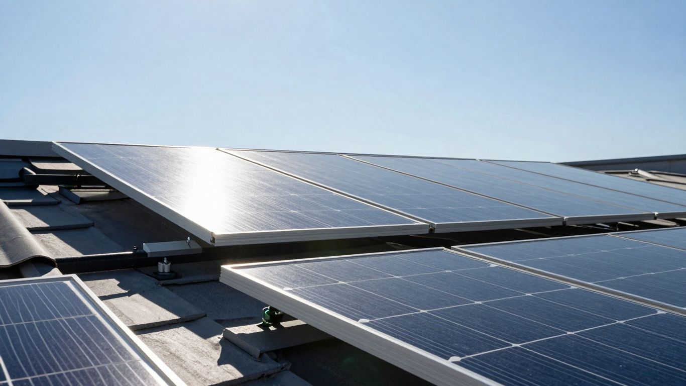 Panneau solaire hybride sur un toit, produisant électricité et chaleur.