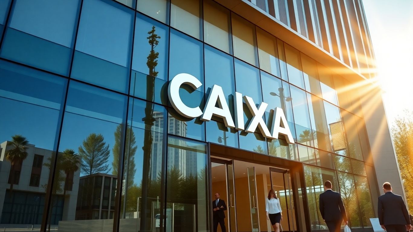 Prédio da CAIXA com pessoas entrando.