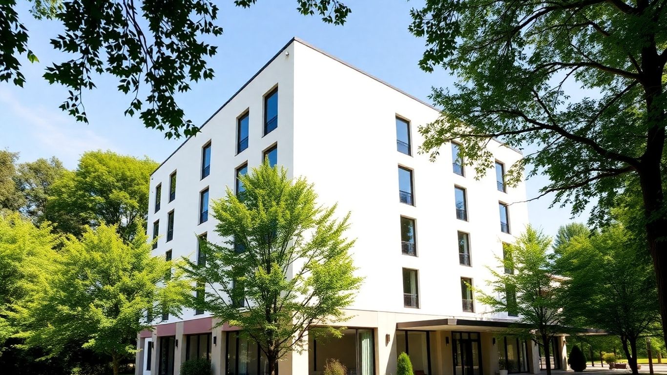 Hotel in Düsseldorf Grafenberg mit Bäumen