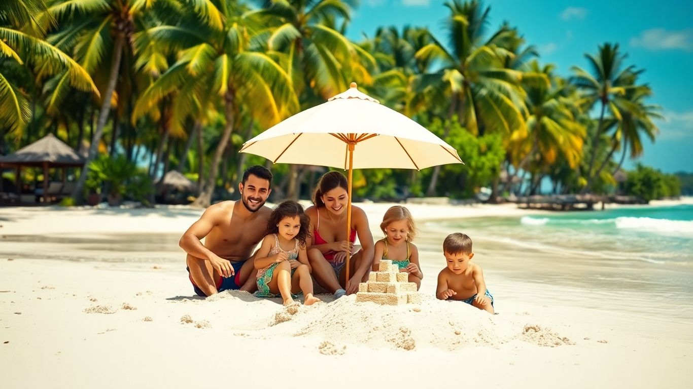 Family enjoying a safe and secure vacation on a Bali beach.
