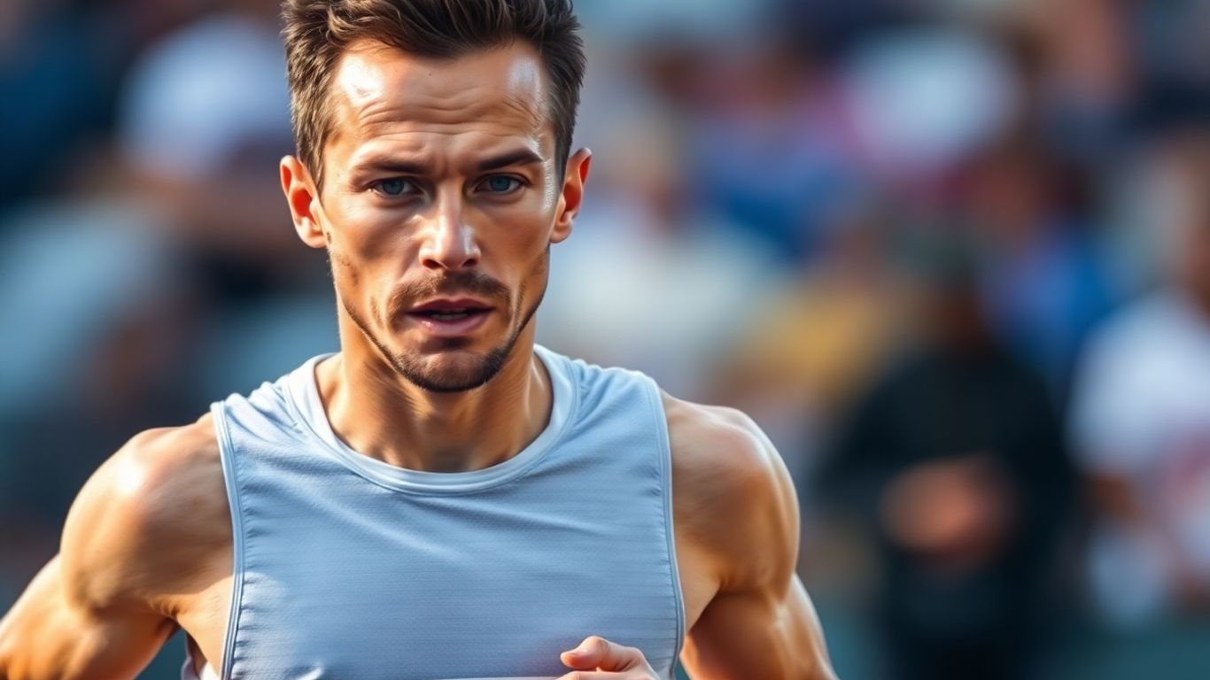Runner's determined stride during a marathon.