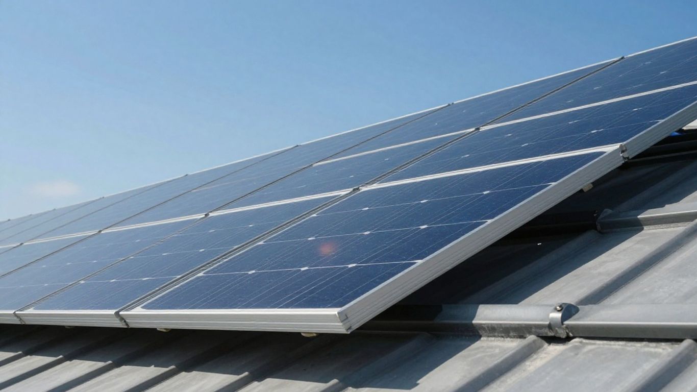Plug and play solar panel on a sunny roof.