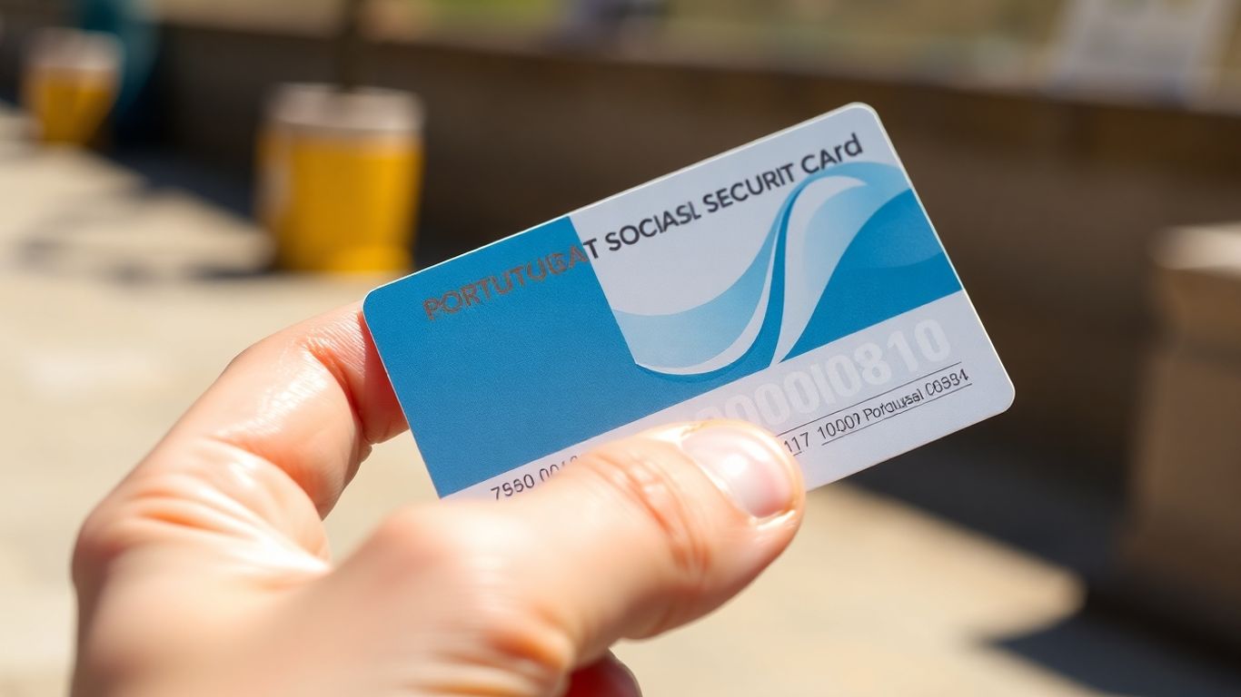 Mão segurando cartão NISS e Segurança Social