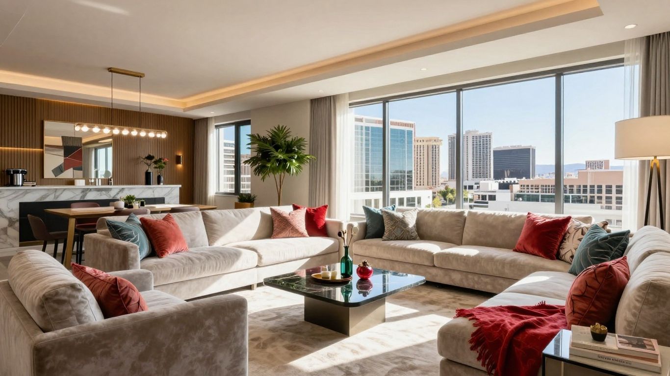 Luxurious Las Vegas Airbnb interior with city views.
