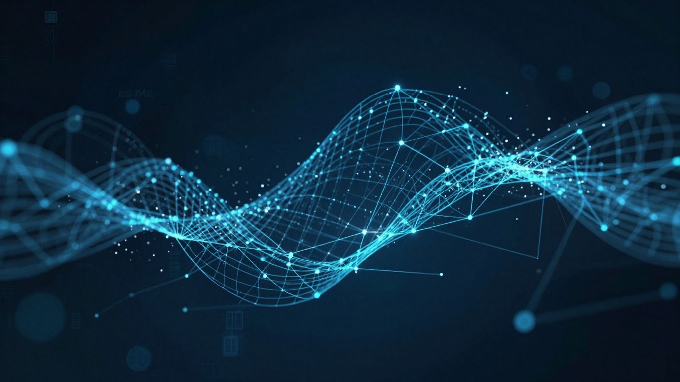 Blockchain technology abstract digital patterns interconnected nodes futuristic lighting