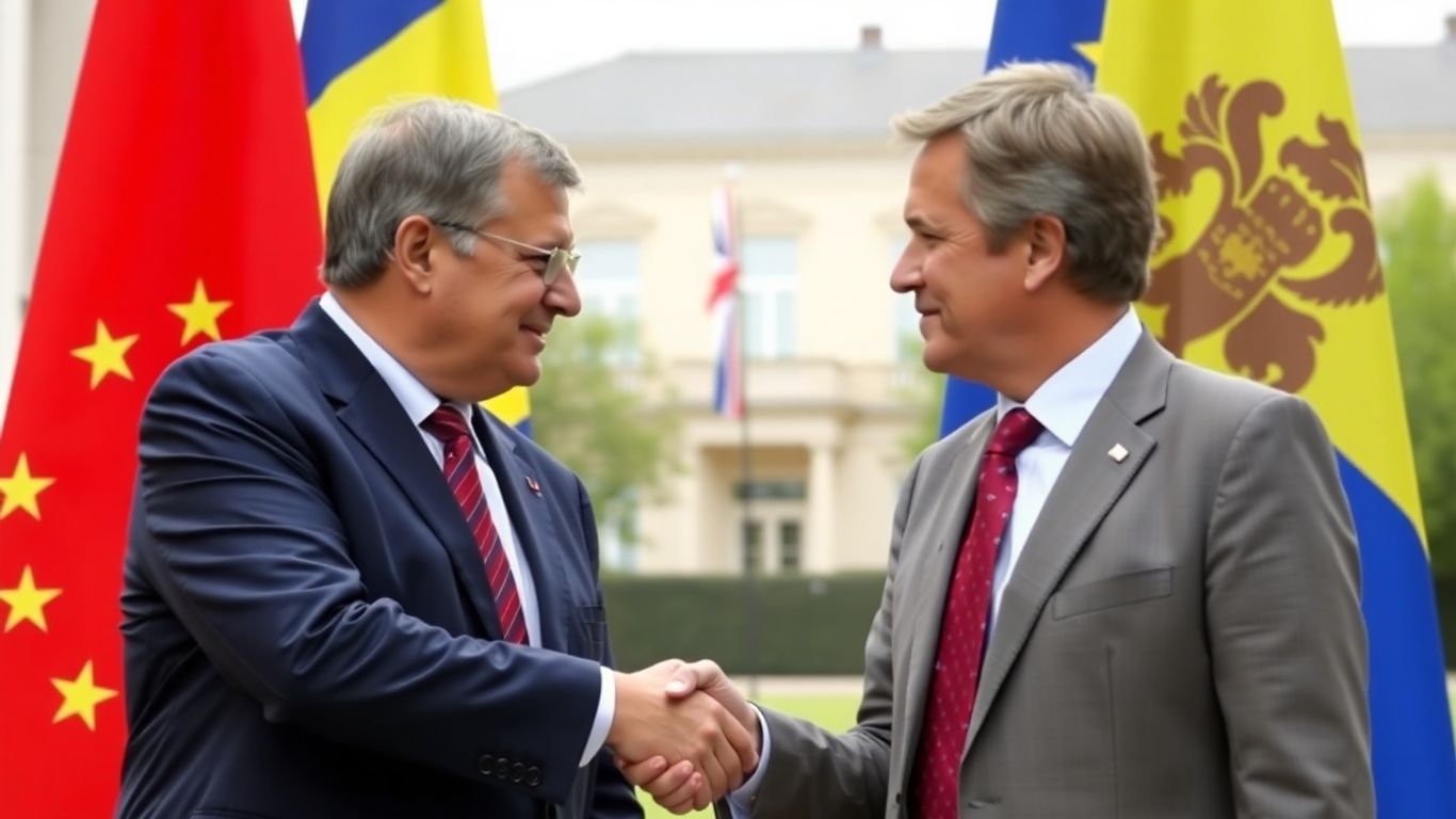 Oficial român strânge mâna unui reprezentant al UE