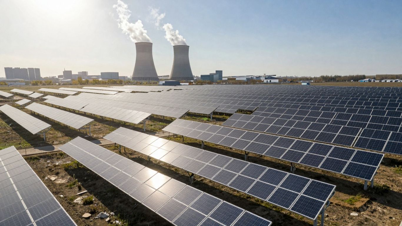 Panneaux solaires surpassant une centrale à charbon dans l'UE.