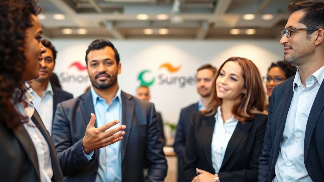 Personas en una oficina discutiendo un reclamo.