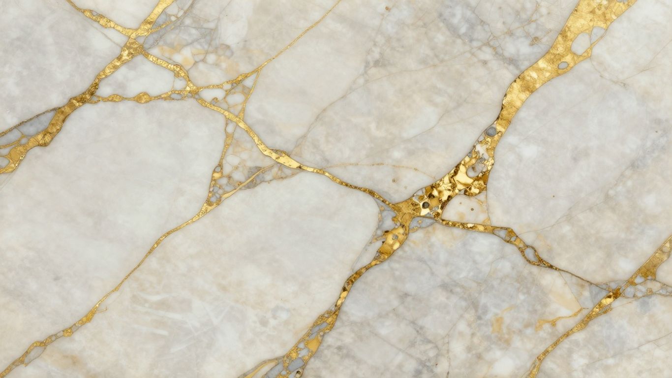 Calacatta Gold marble slab sketch with gold and grey veins.