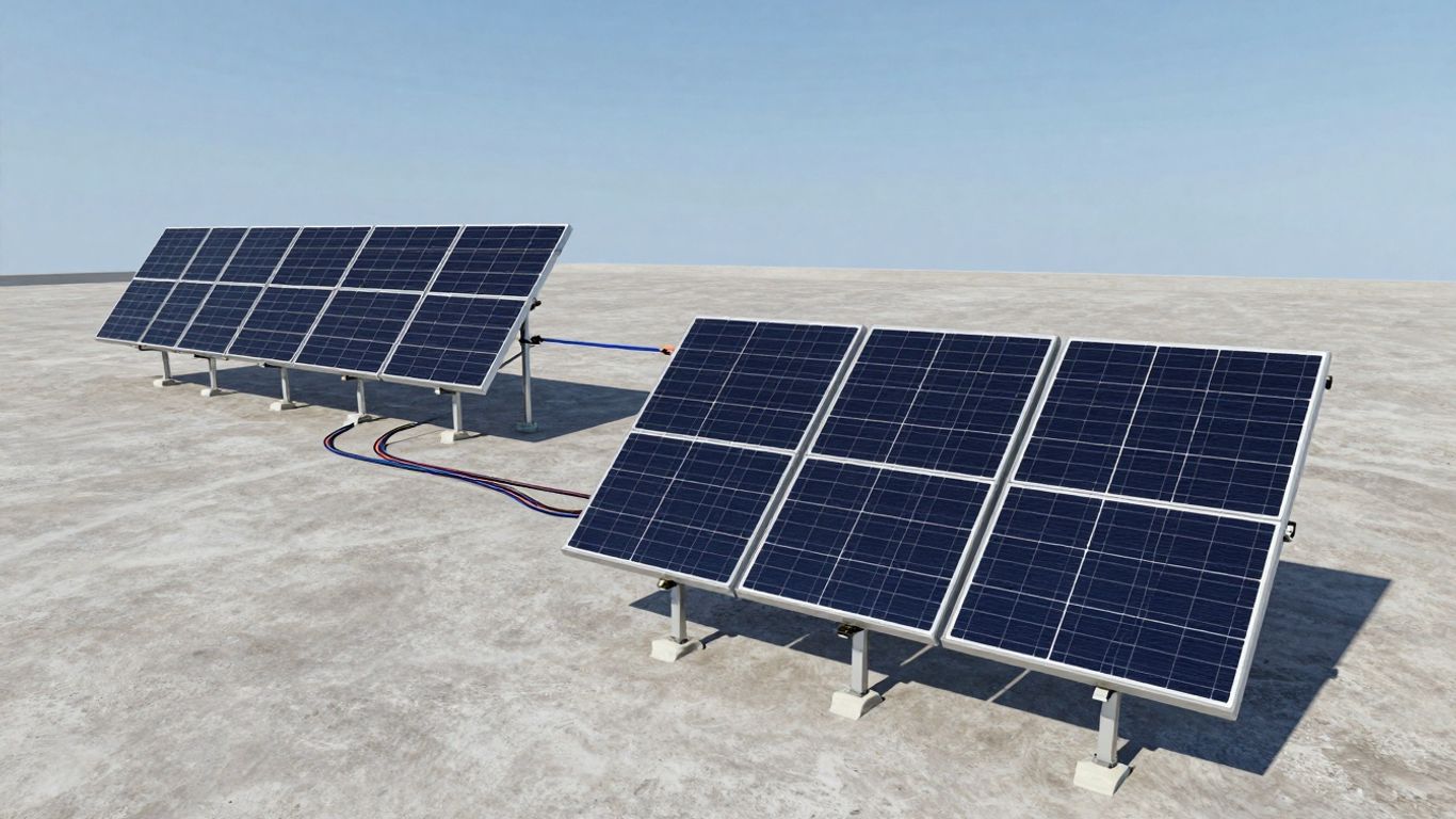 Solar panels connected in series and parallel.
