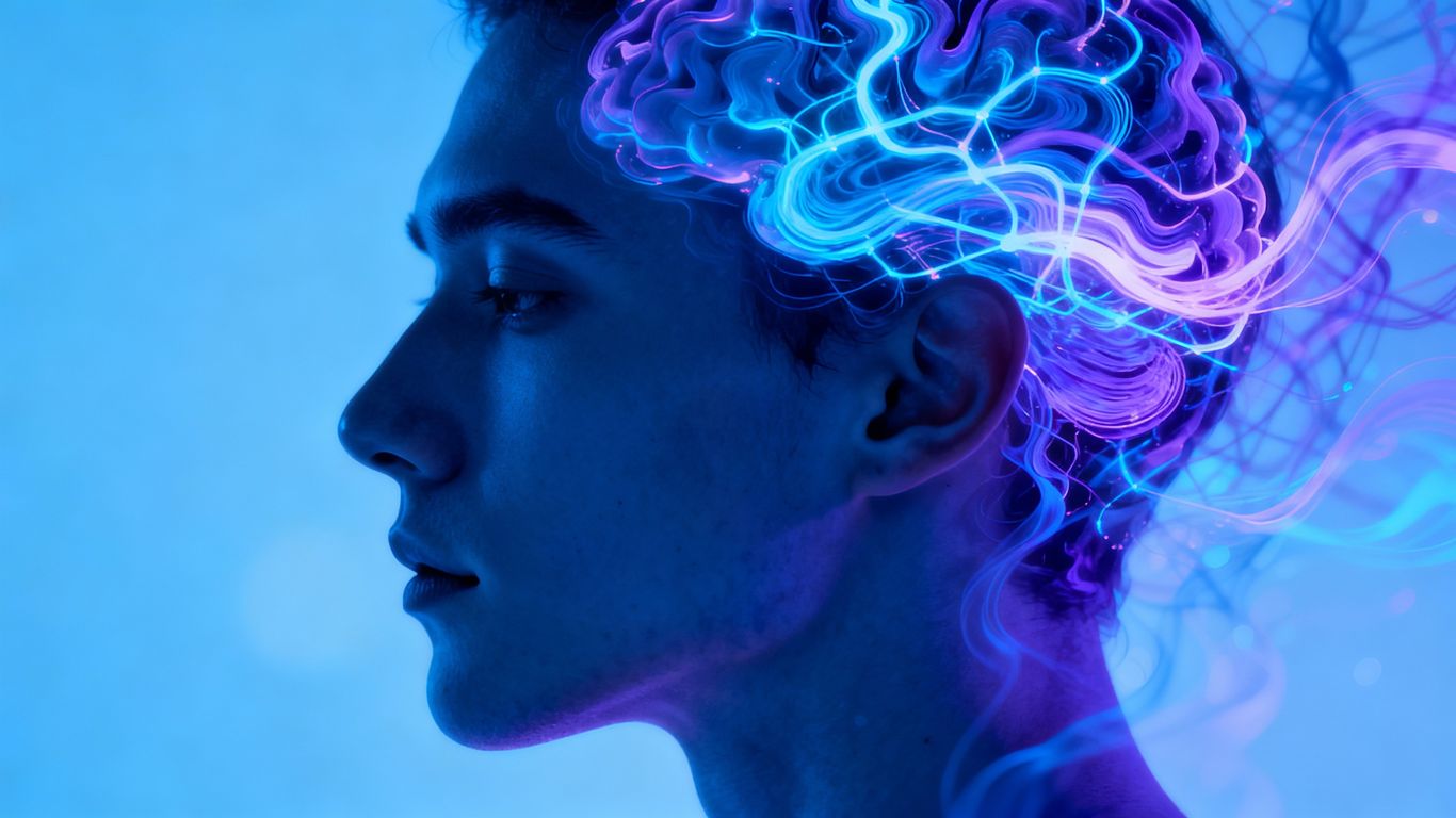 Brain with swirling lights, illustrating deja vu.