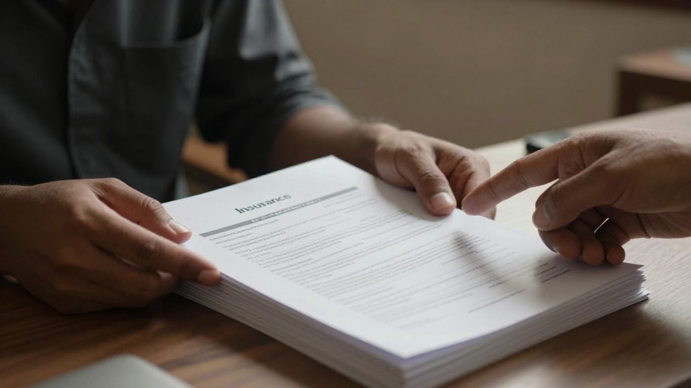 Person reviewing insurance policies for savings and value.